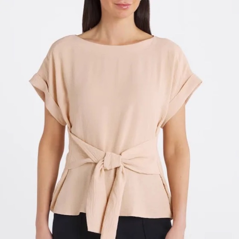Beacon Aspen Tie Detail Blouse size SP color Beige